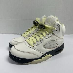 Air Jordan 5 Retro Luminous Green IM7592 130 Size 6.5 Women White Leather Yellow